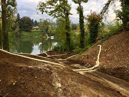 The Landing prepared for winter 2017 with erosion control in place.